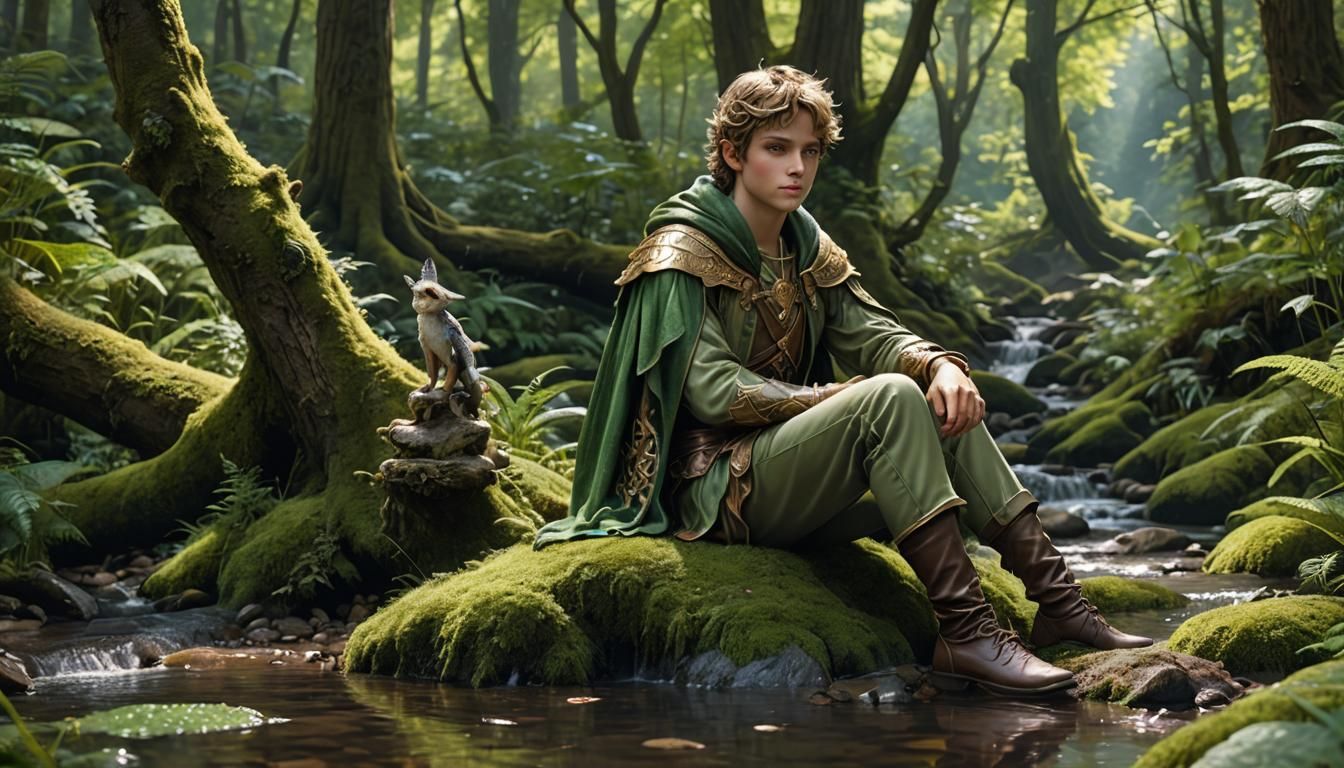 Fairy Prince in Forest, Hyperrealistic Detailed Portrait