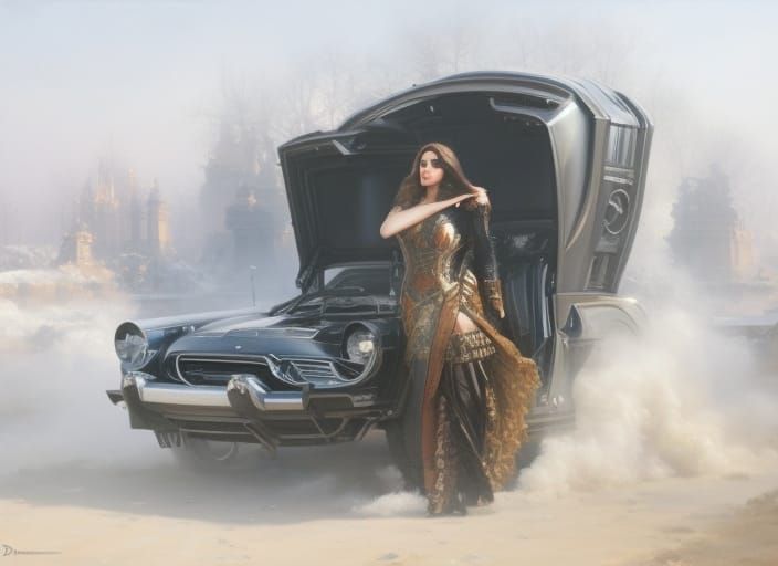 Distant Future Time Machine in Volumetric Lighting