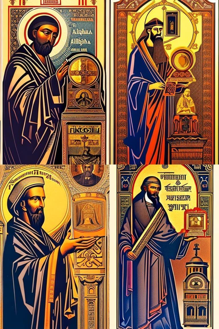 Orthodox Icon of Photography Saint in Alphonse Mucha Style