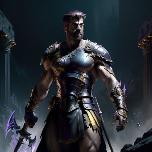 Epic Dark Fantasy Spartan Warrior in Hyperdetailed Art