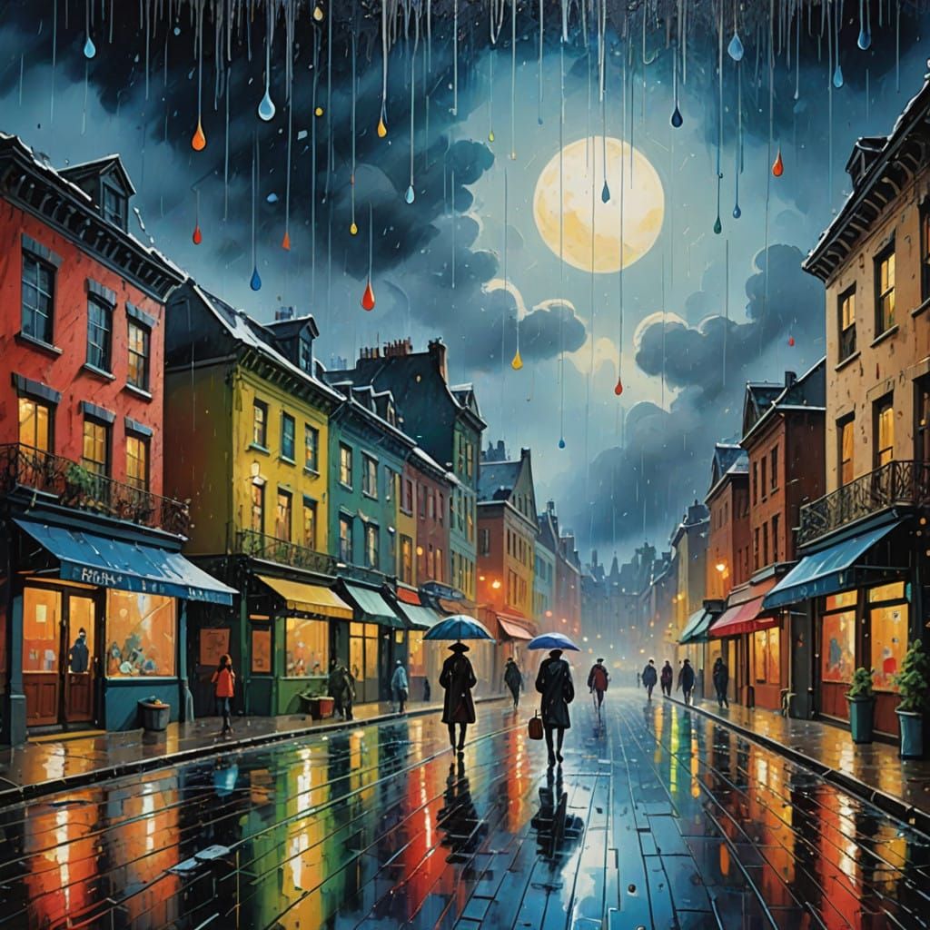 Surreal Raindrops in an Impressionist Masterpiece Aesthetic