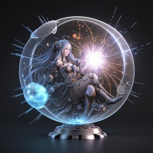 Sorceress Commands Steampunk Sphere with 3D Effects