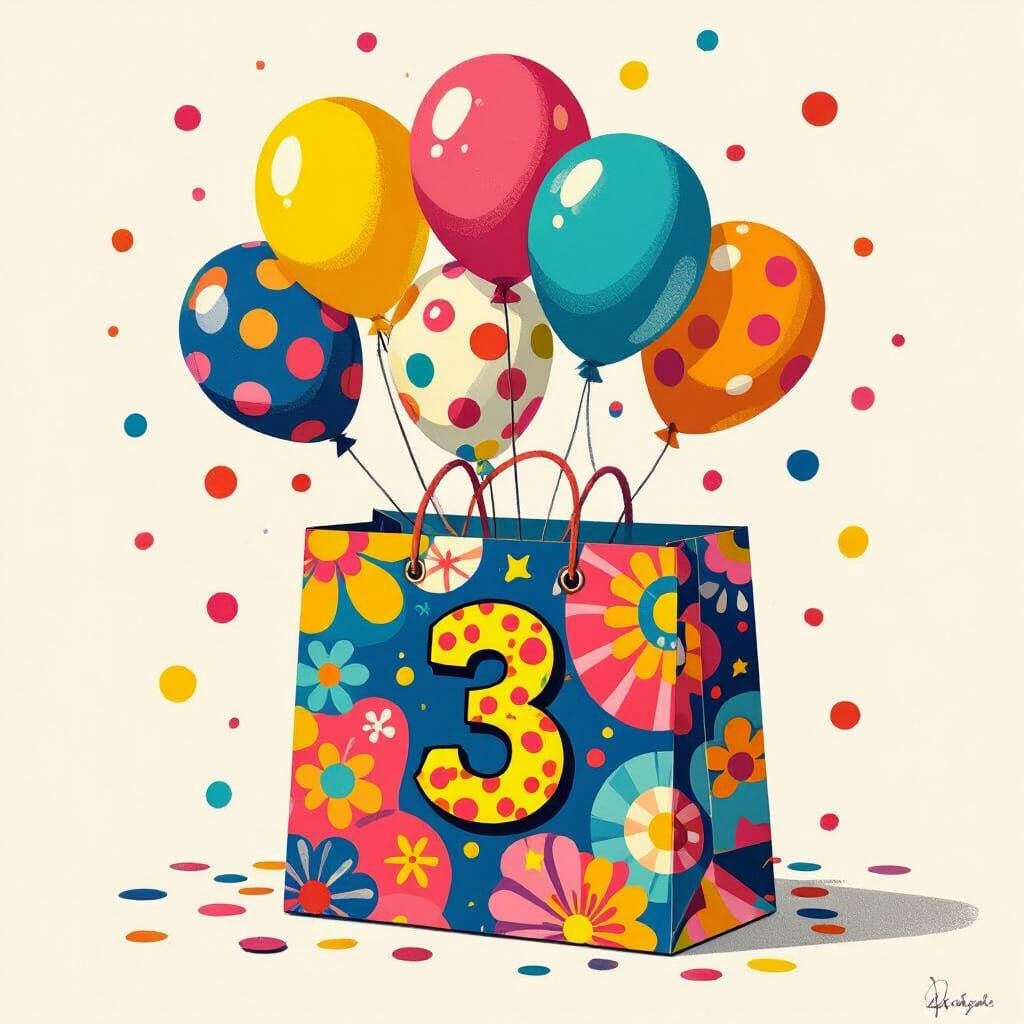 Birthday Gift Bag in Pop Art Style