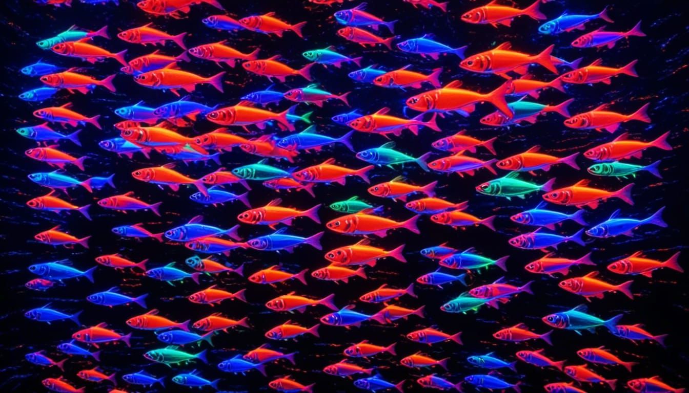 a school of neon tetra fish