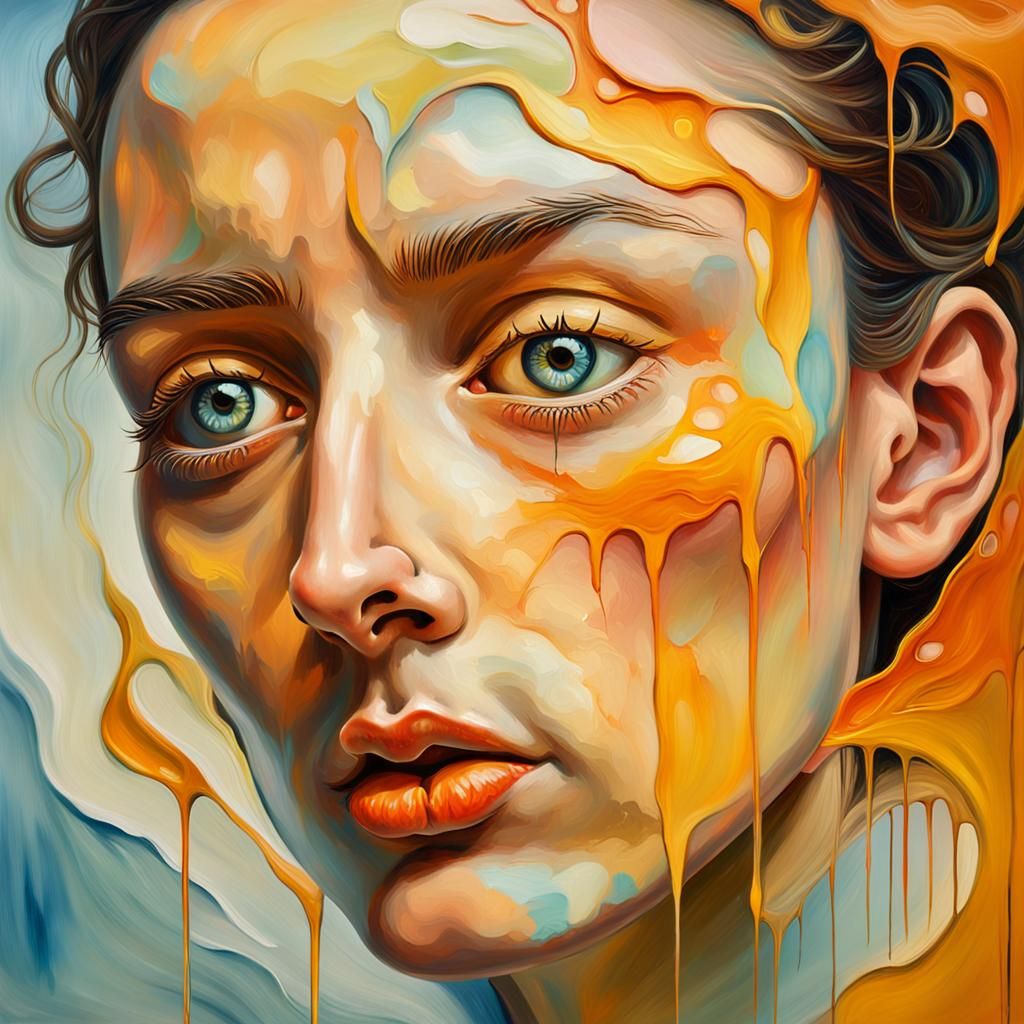 Surreal Portrait of a Shy Woman in Dreamlike State