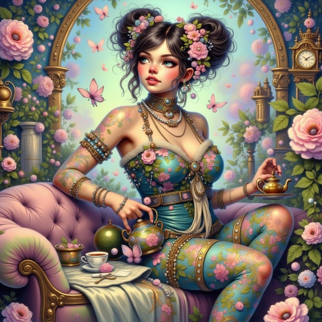 Dreamlike Fairy Punk Tea Party in Pastel Void