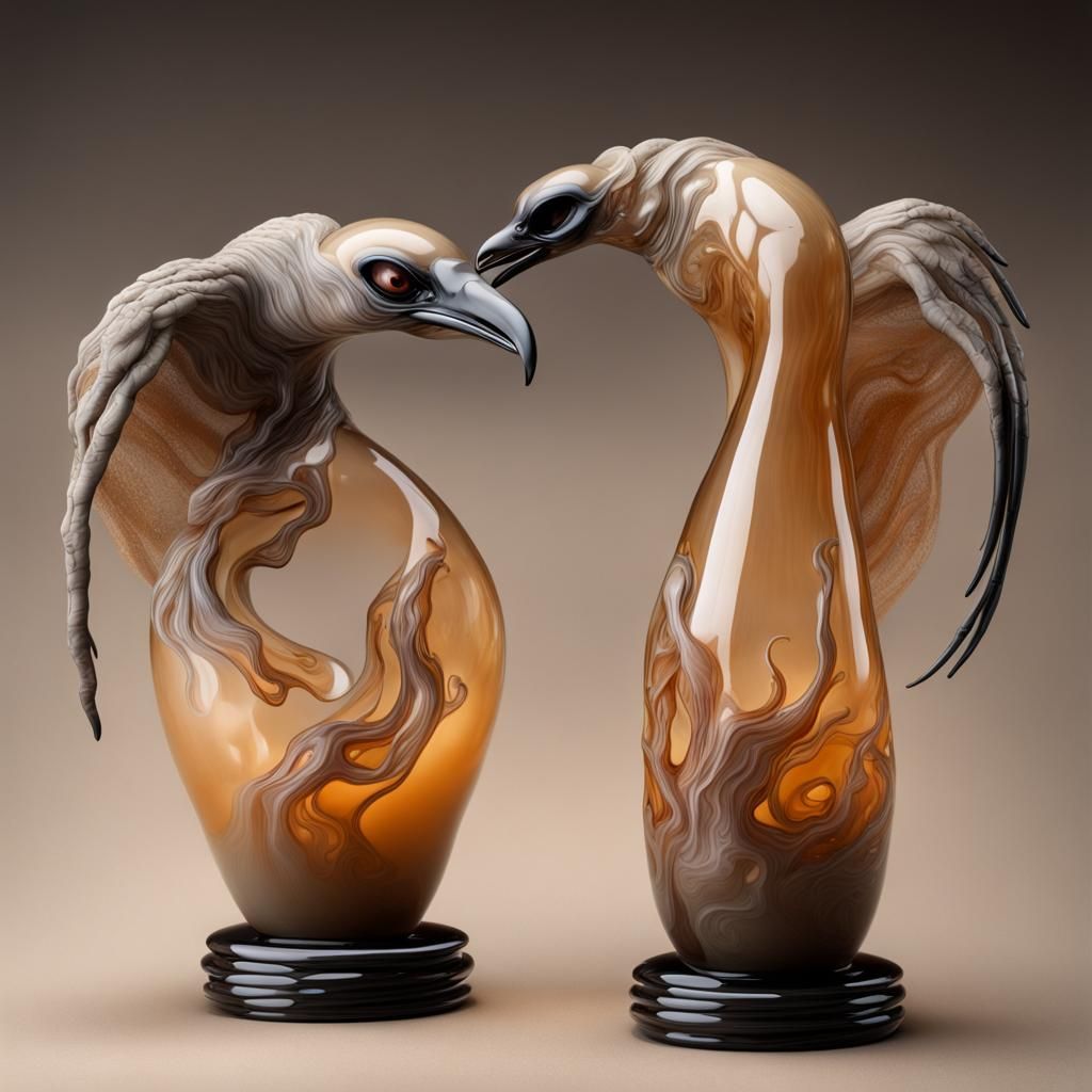 Blown Glass Vulture Ghouls