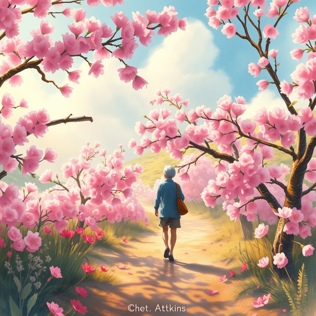 Cherry Blossom Garden in Whimsical Dreamscape Style