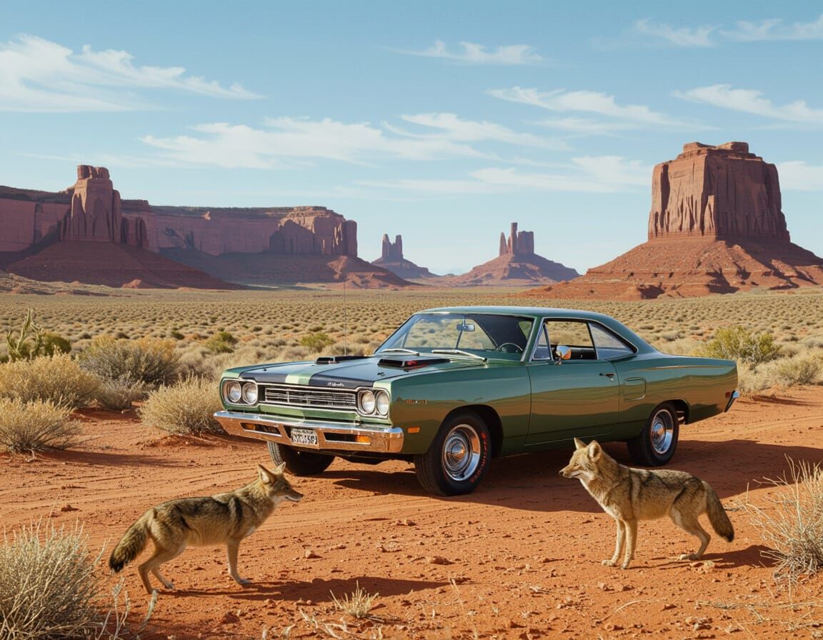 1969 Plymouth Roadrunner in Desert Landscape