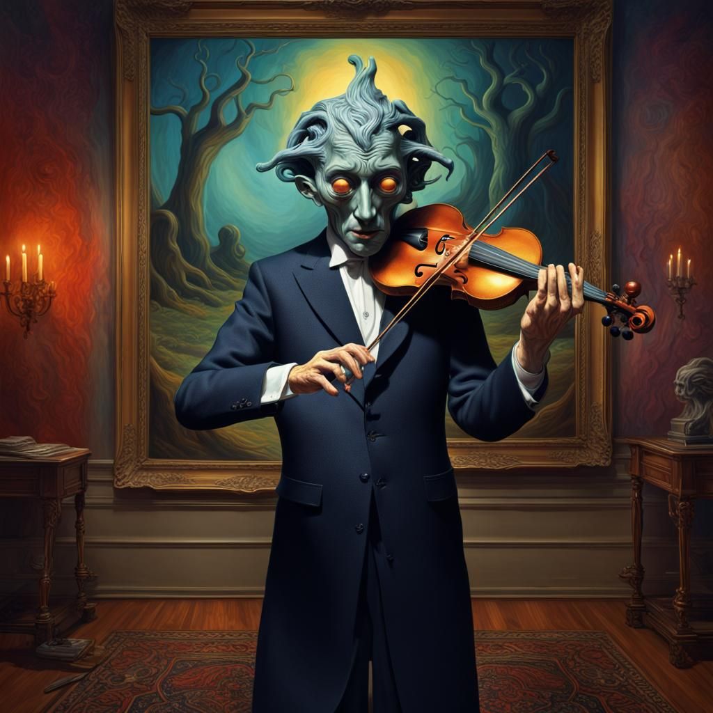 Handsome Chthonic  Spirit playing the Violin 🎻