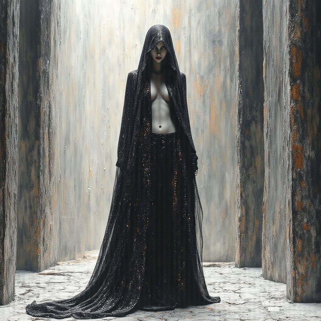 Haunted New Year's Ball Portrait of Ethereal Goddess in Dark...