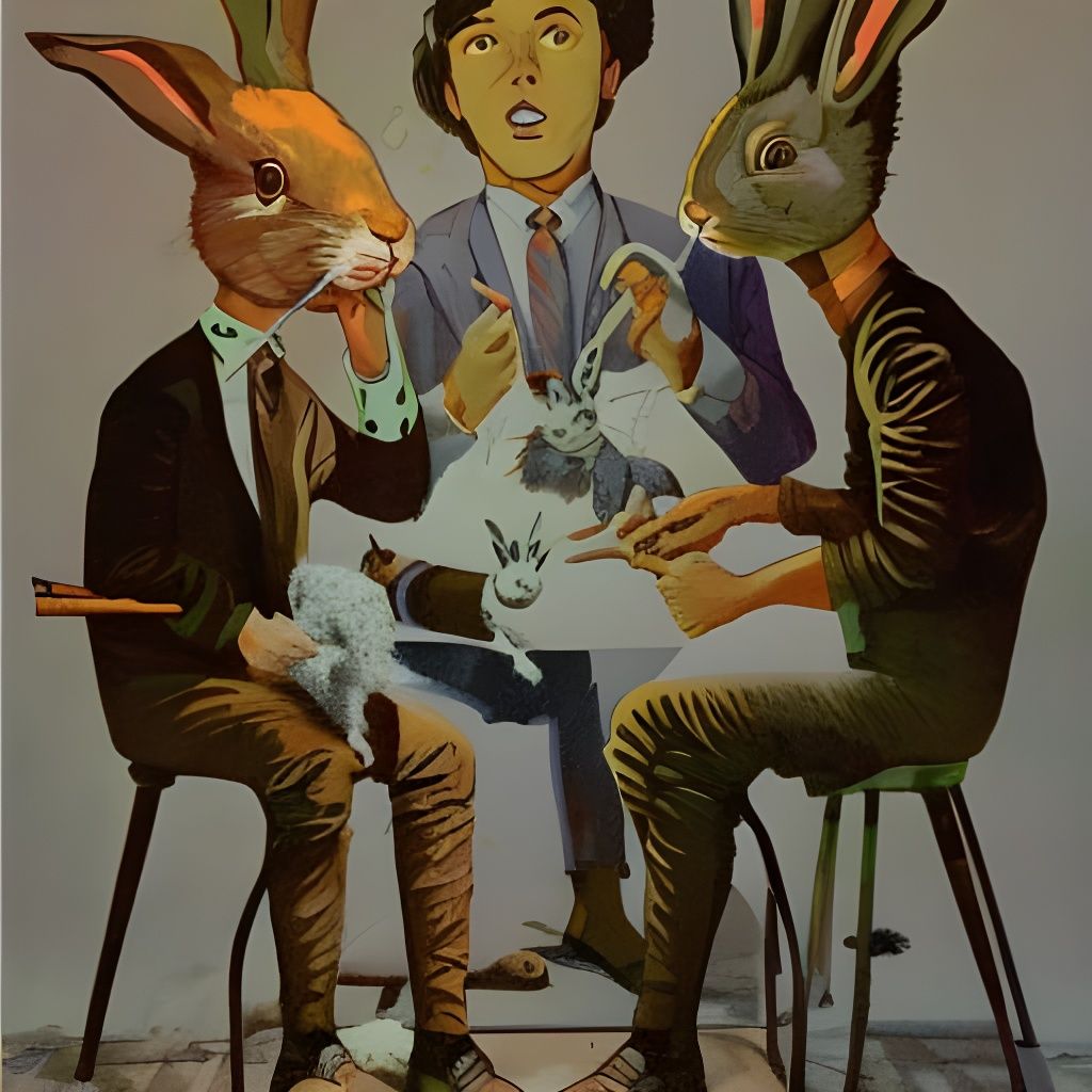 People Teaching Rabbits to Smoke: Sci-Fi Art