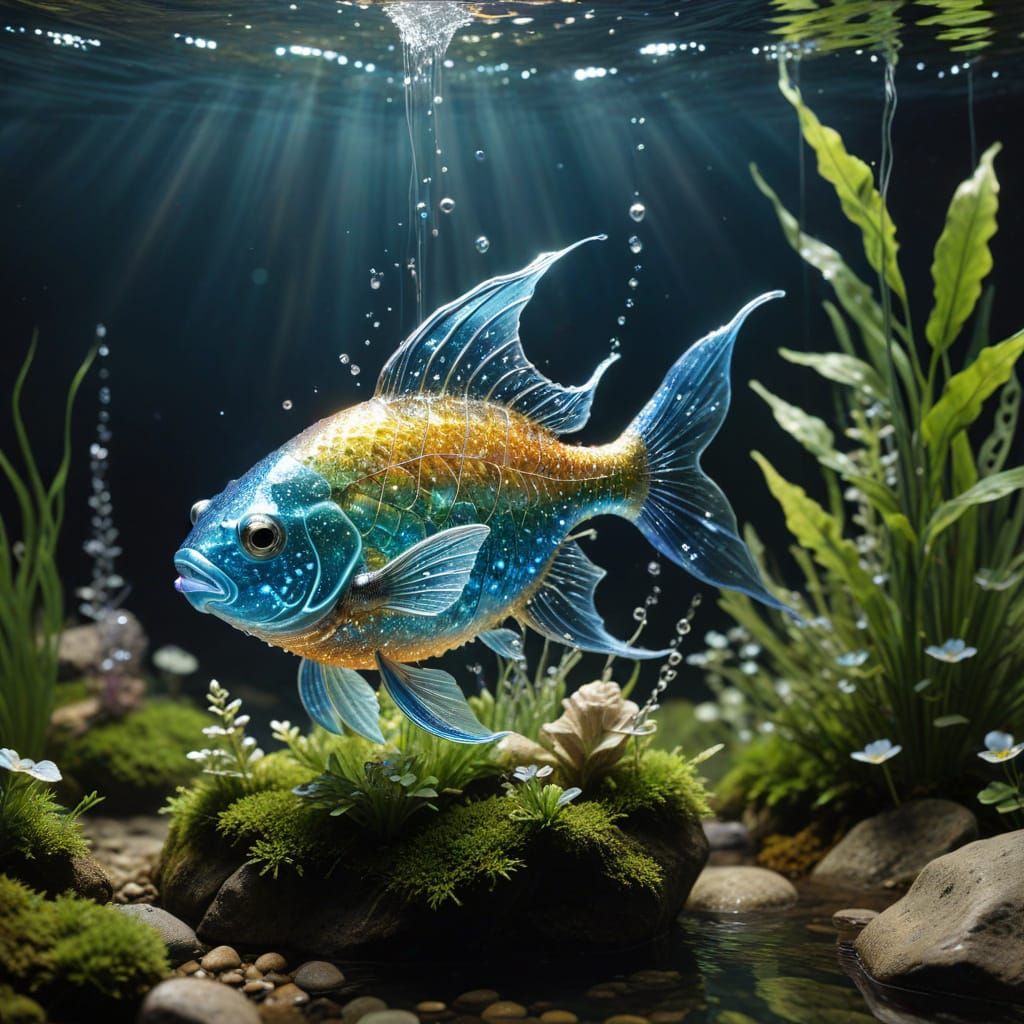 Rainbow Trout Swimming in Mountain Stream