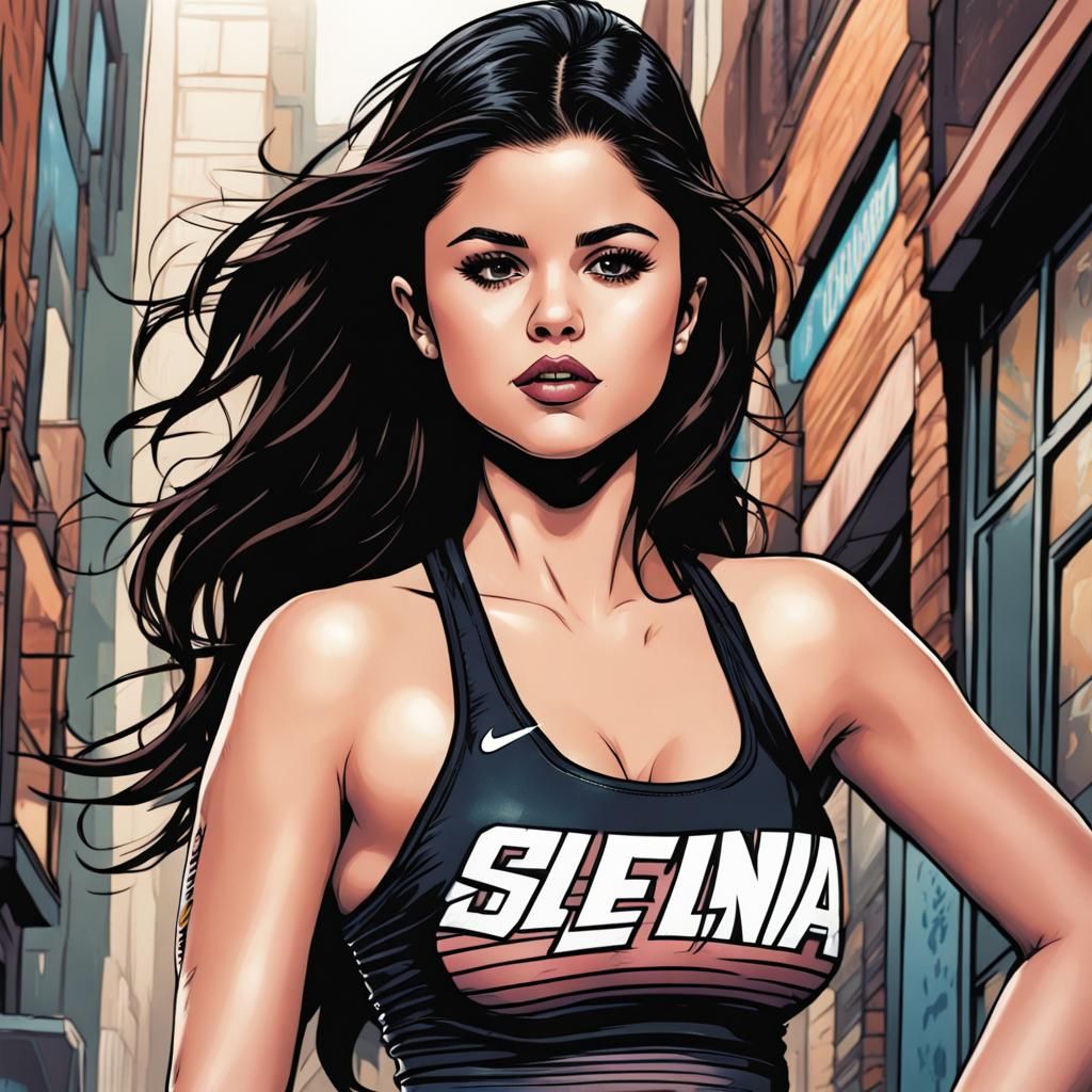 Comic Book Art of Woman in Nike Sports Bra