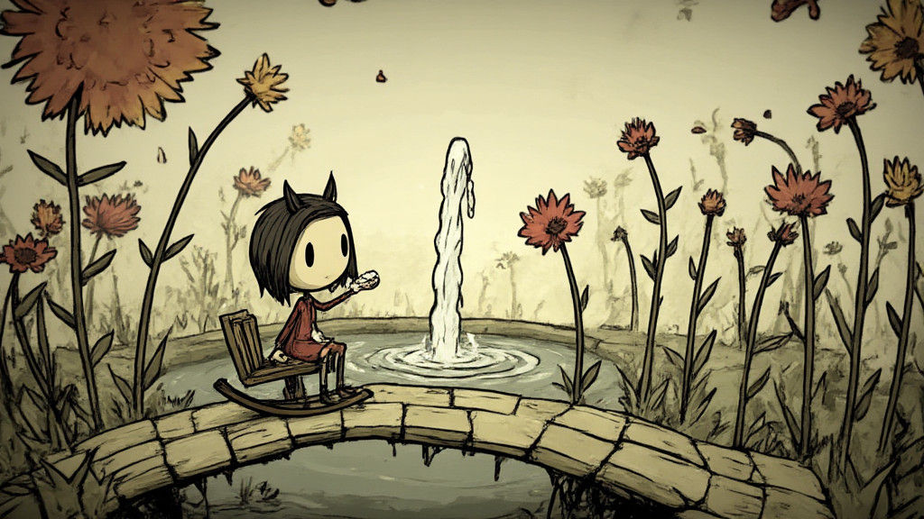 Whimsical Rocking Horse Feast by the Fountain