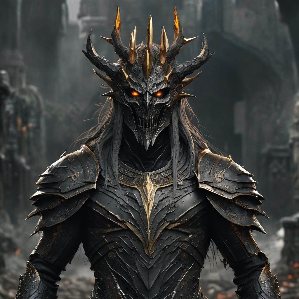 Sauron in Armor with Axe: Hyperrealistic Concept Art