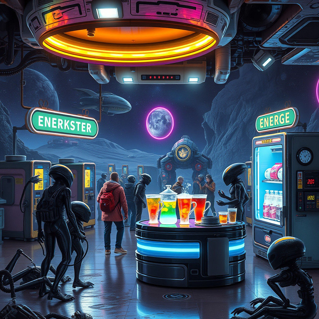 Futuristic Alien Fuel Stop in Biomechanical Style