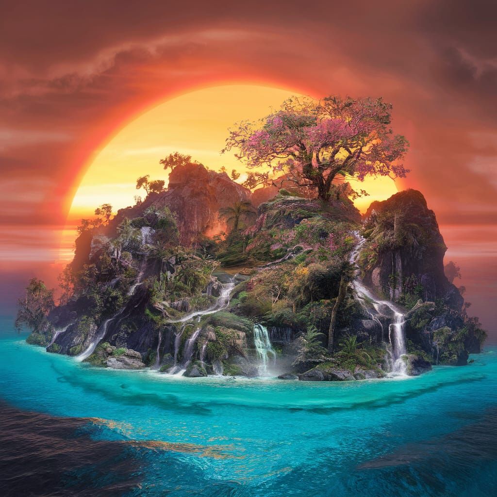Tropical Island Paradise in 8k Matte Painting