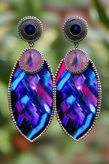 Gemstone and Marble Statement Earrings