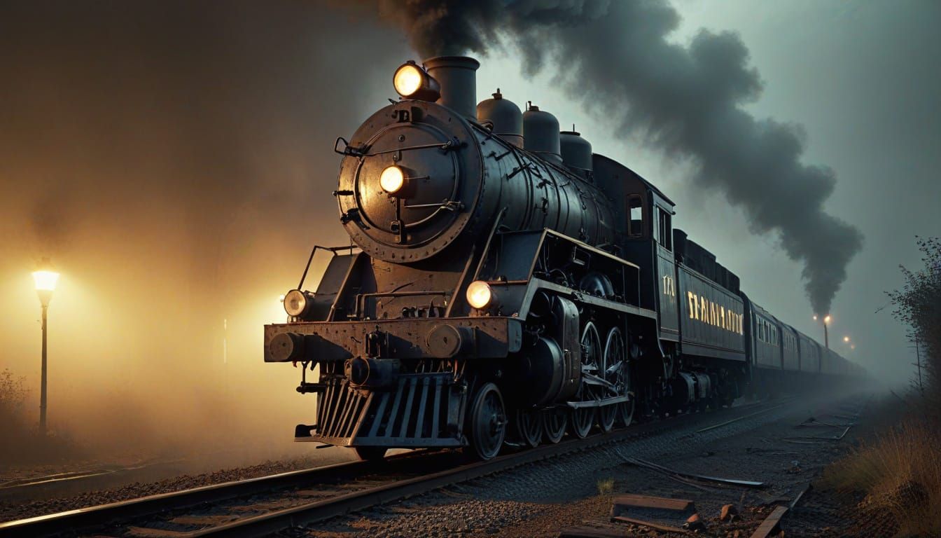 Steam Locomotive in Industrial Surrealism