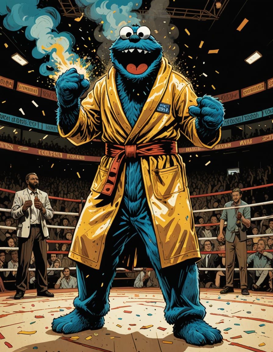 Victorious Cookie Monster Triumphs in Boxing Glory
