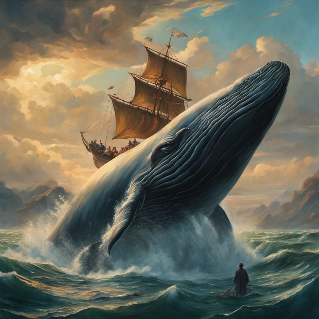 Jonah and the Whale: Da Vinci Style Oil Painting