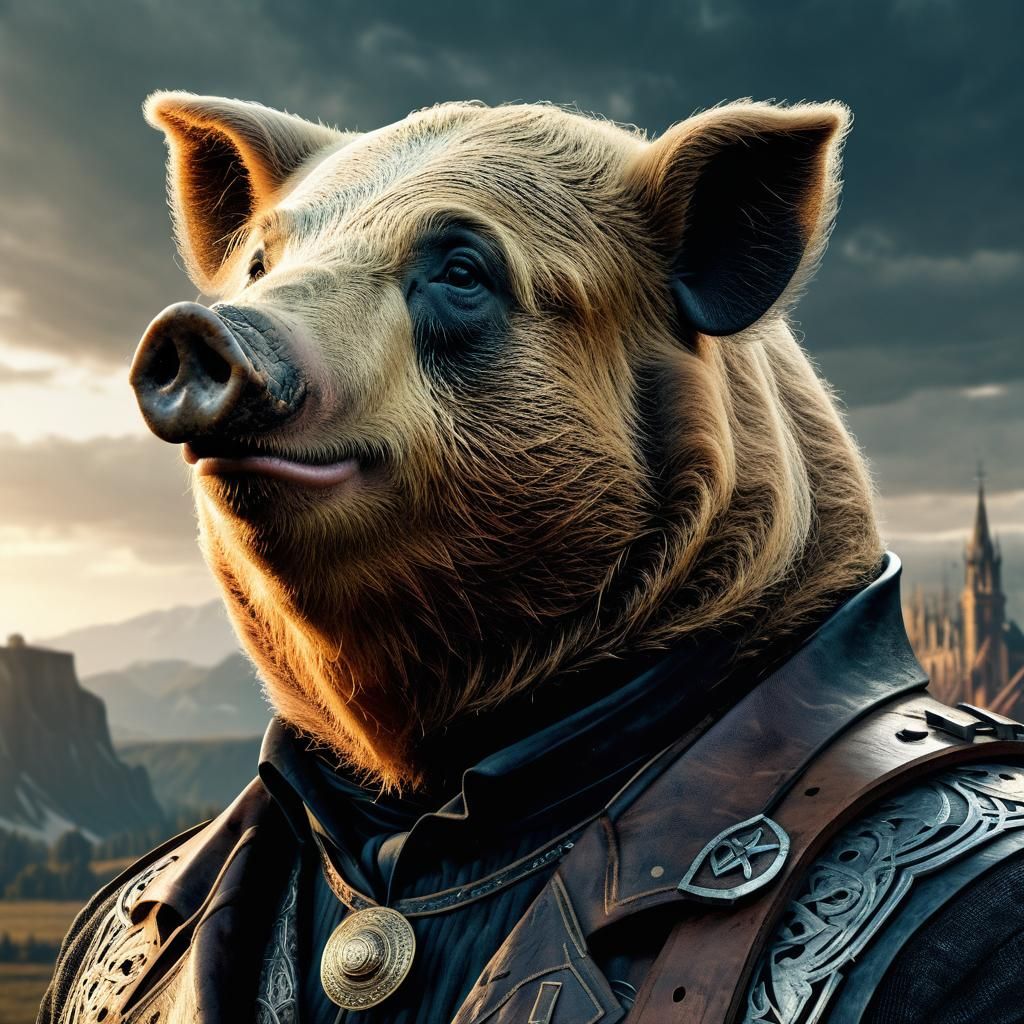 Man-Bear-Pig Gunslinger in Aetherpunk Style