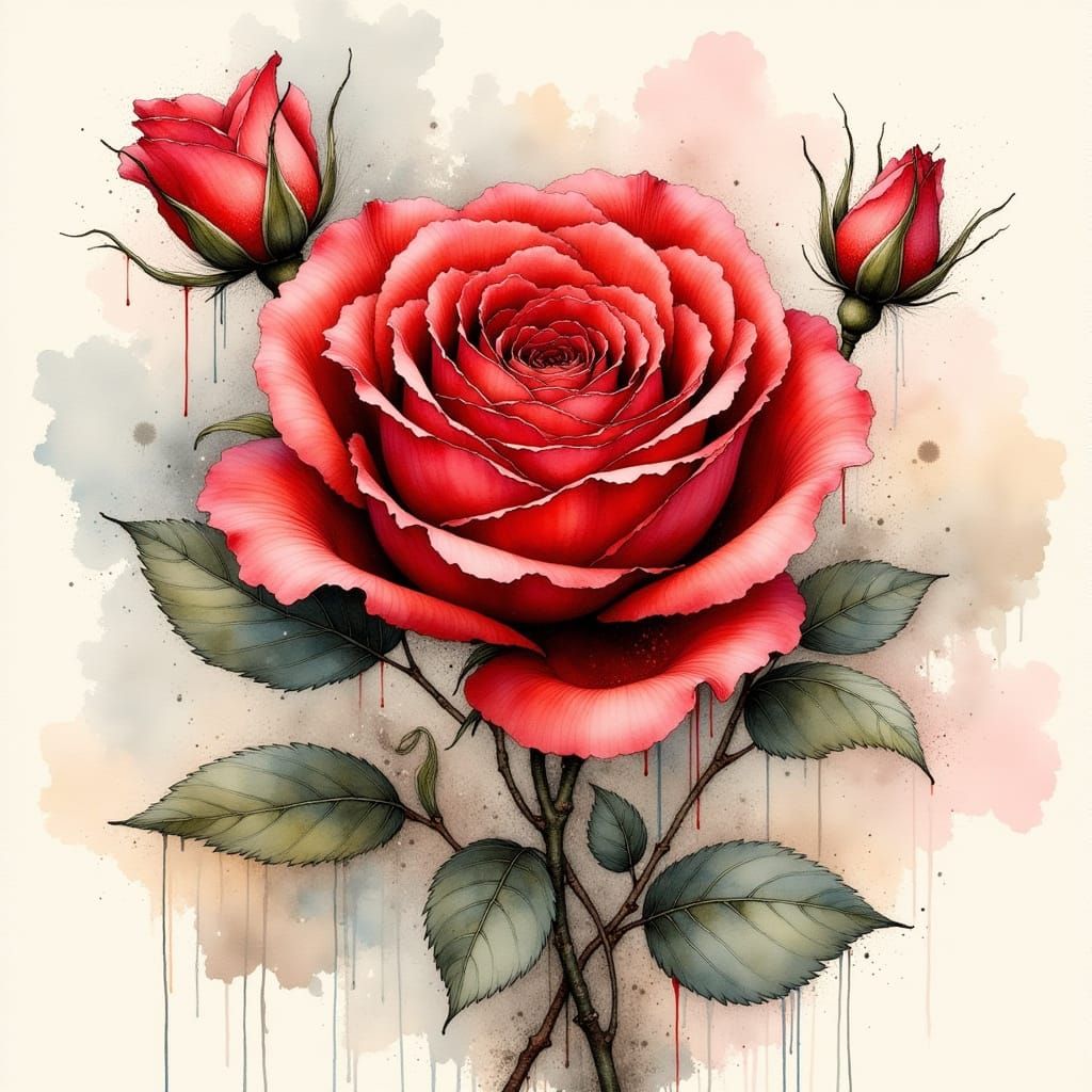 Simple Red Rose AI Image