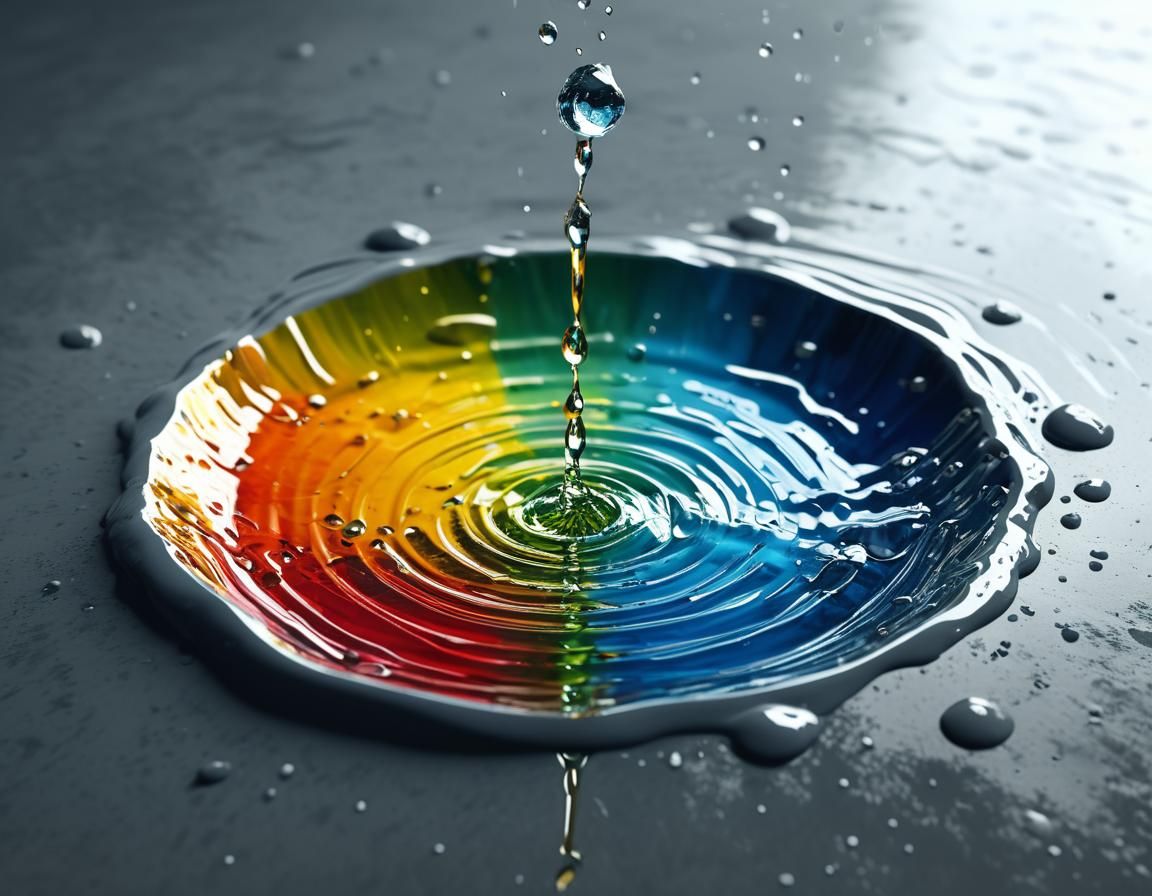 Water Drop Impact: Photorealistic Grey Surface in 8k