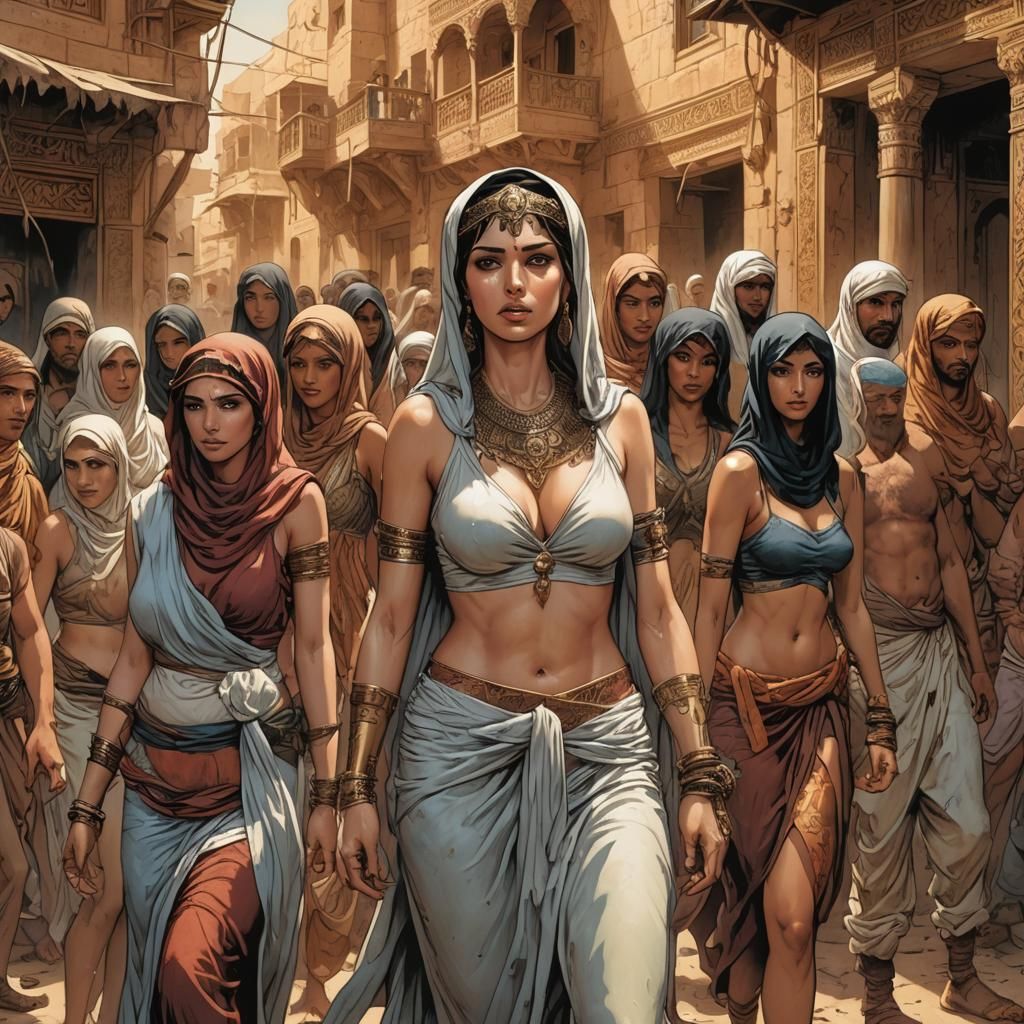 Harem of Women in Middle-East Setting