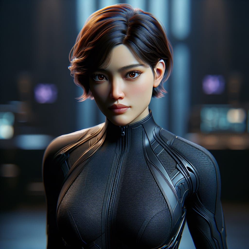 Asian Spy in Detailed Concept Art Style