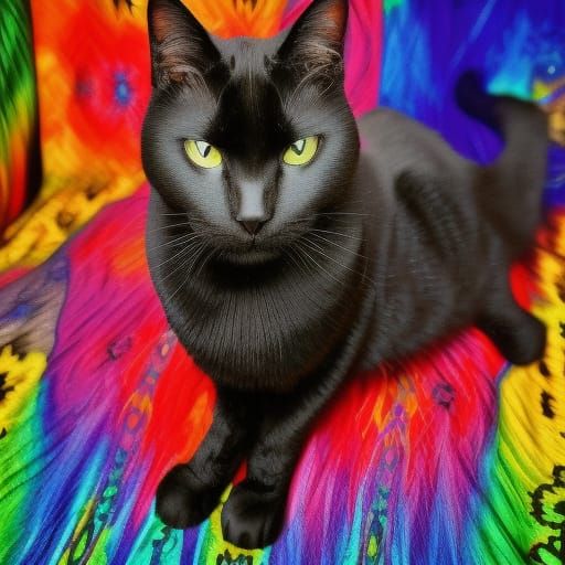 Black Cat Ascends to Heaven: Hyperrealistic Image