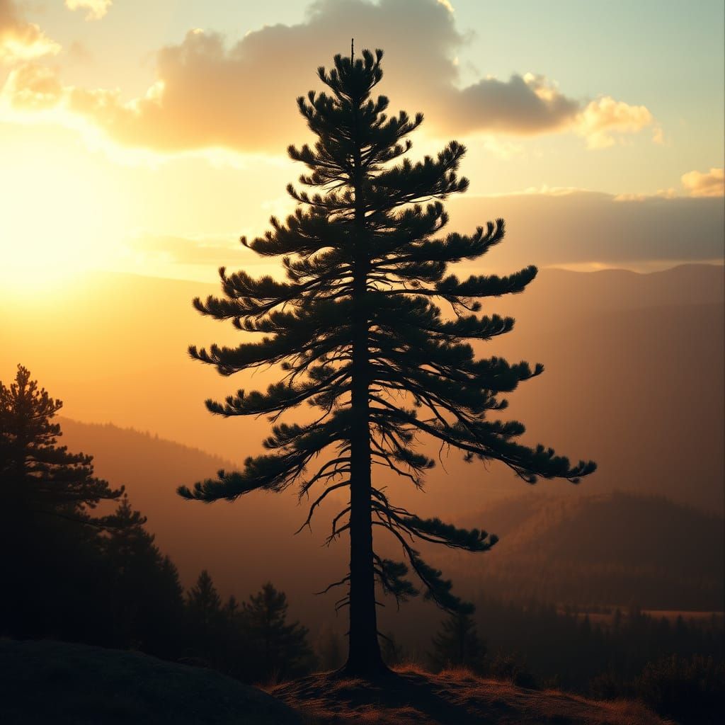 Ethereal Sunset Pine Landscape