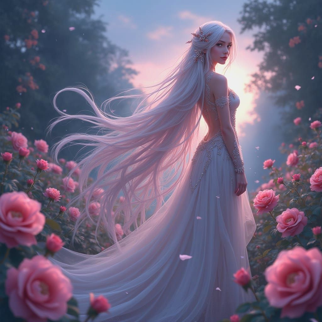 Mystical Rose Garden Princess in Anime Style