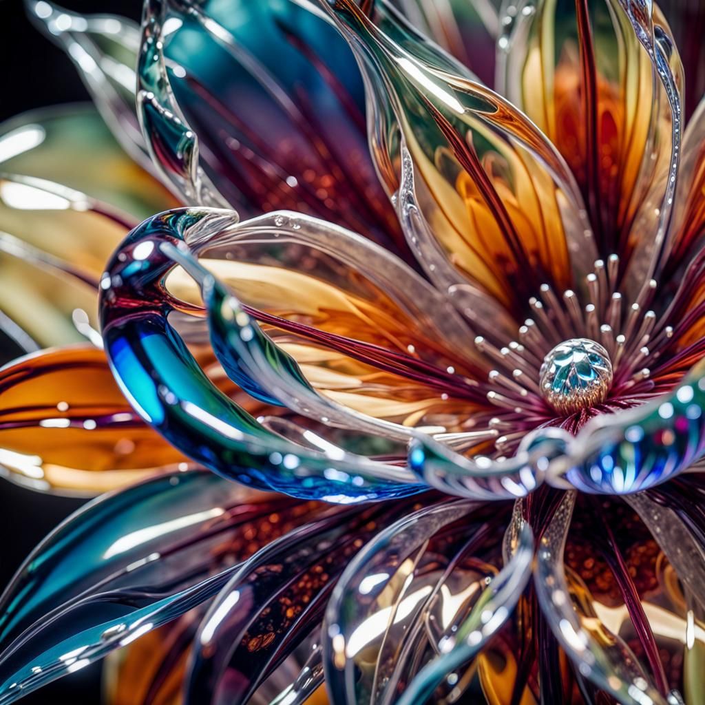 Intricate Crystal Flower in Macro Close-Up