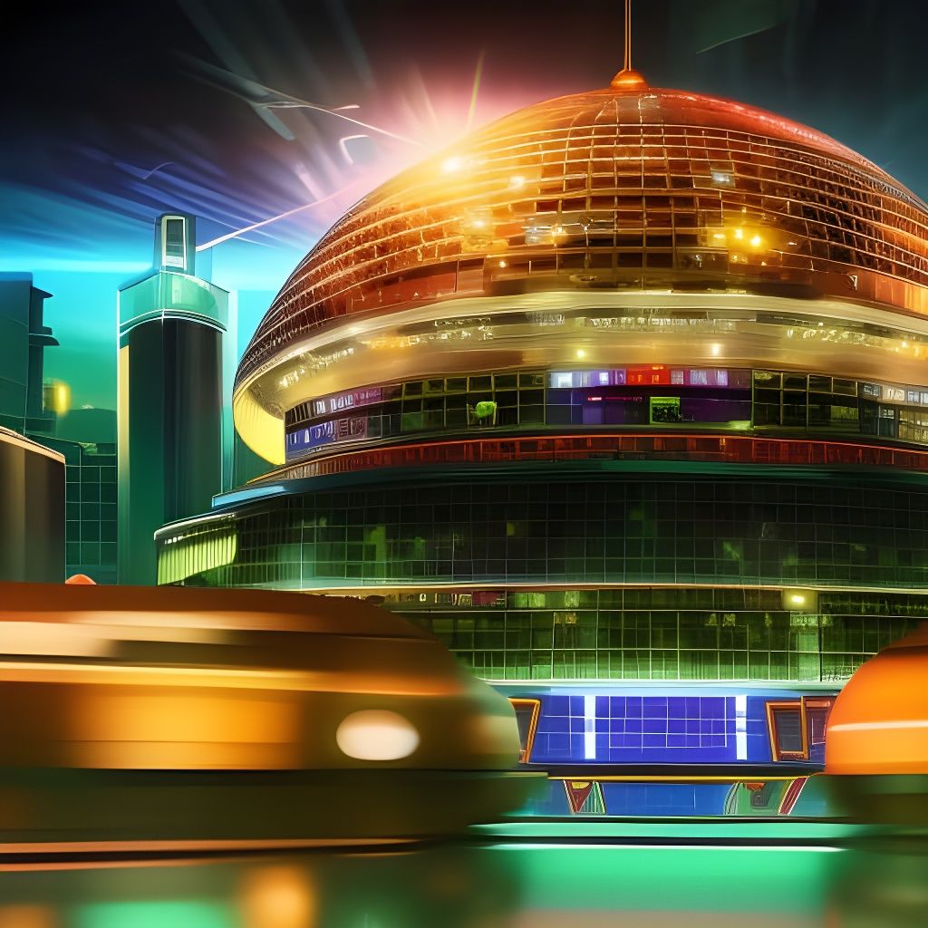Cyberpunk Dome City: Detailed Colorful Concept Art