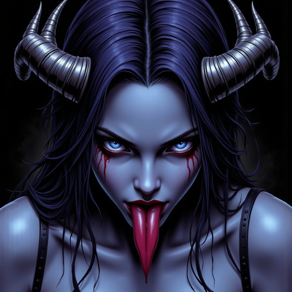 Fallen Angel With Venomous Tongue in Deep Colors