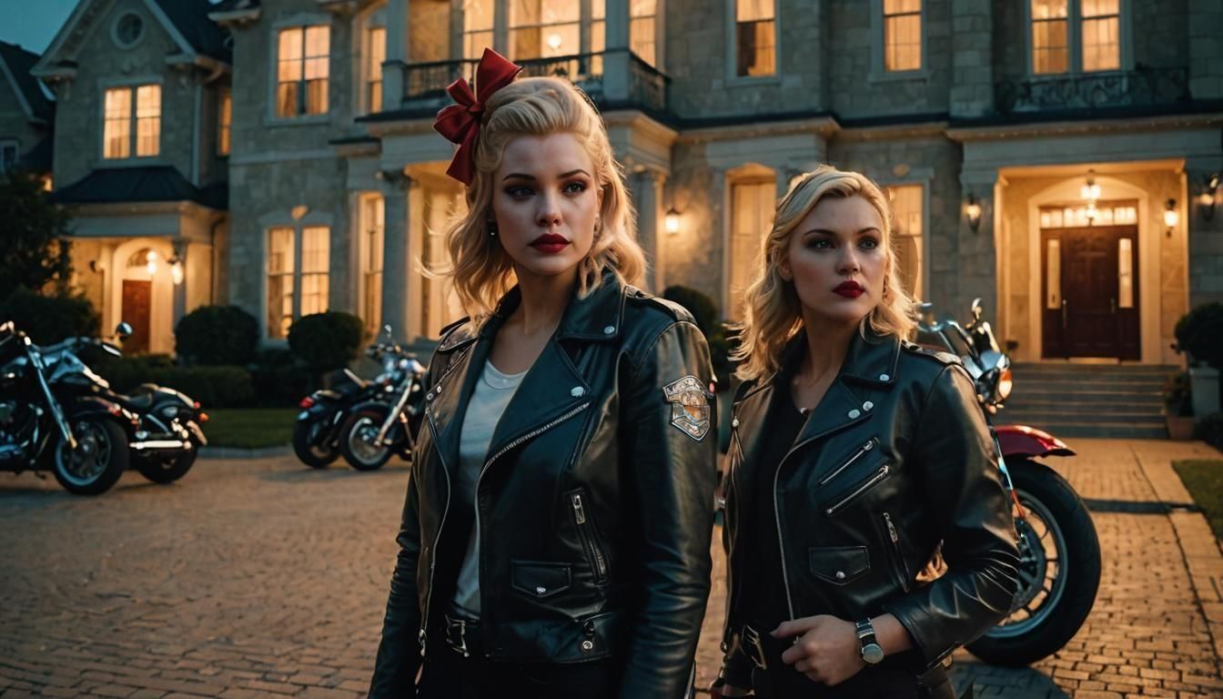 Woman with Harley Davidson: Cinematic Film Still