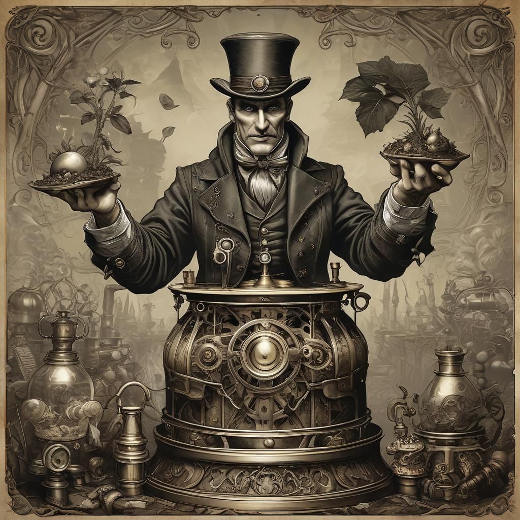 Mysterious Steampunk Magician Performs Illusions for Six Gue...