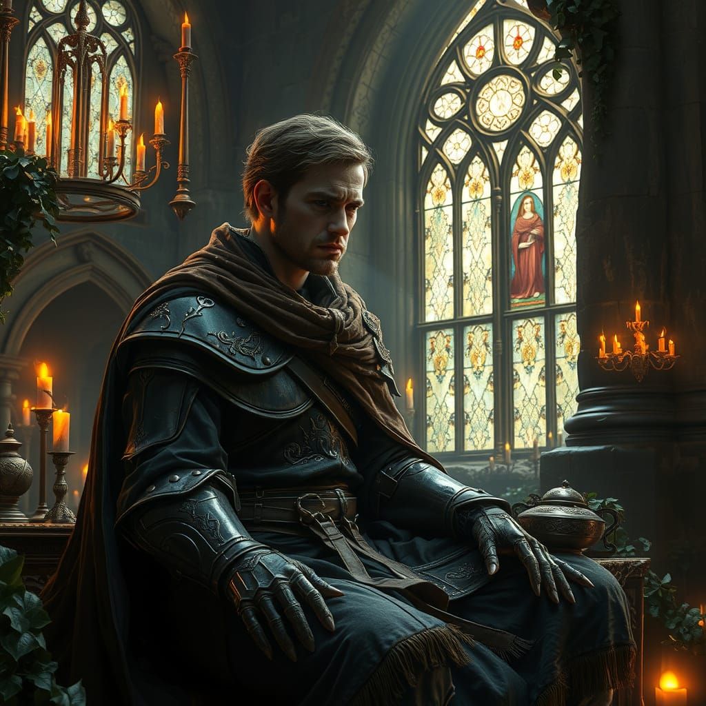 Medieval Knight in Golden Hues