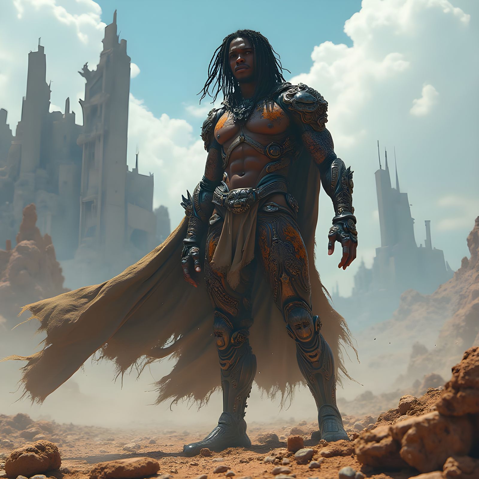 Cyborg Warrior on Desolate Plain