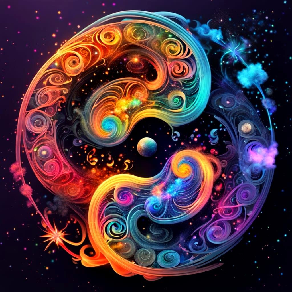 Colorful Yin and Yang Smoke and Powder Art