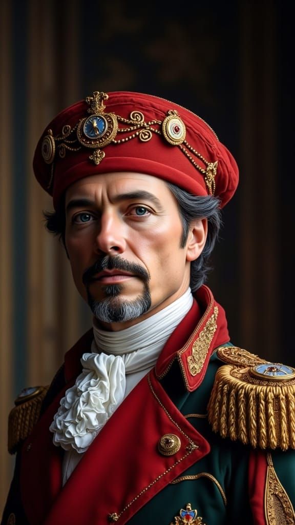 King George on Stage in Royal Regalia