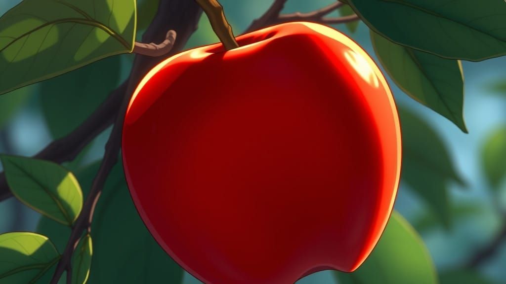 Vibrant Apples in Whimsical Studio Ghibli Style