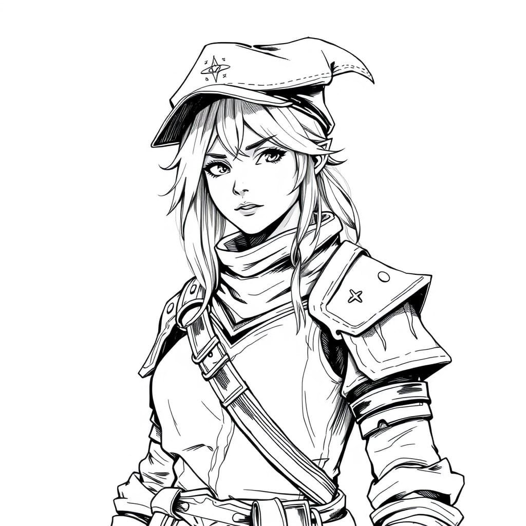 Medieval Ranger Girl with a Jaunty Cap