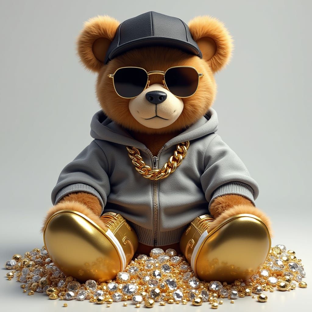 Hip Hop Teddy Bear in Bling Aesthetic
