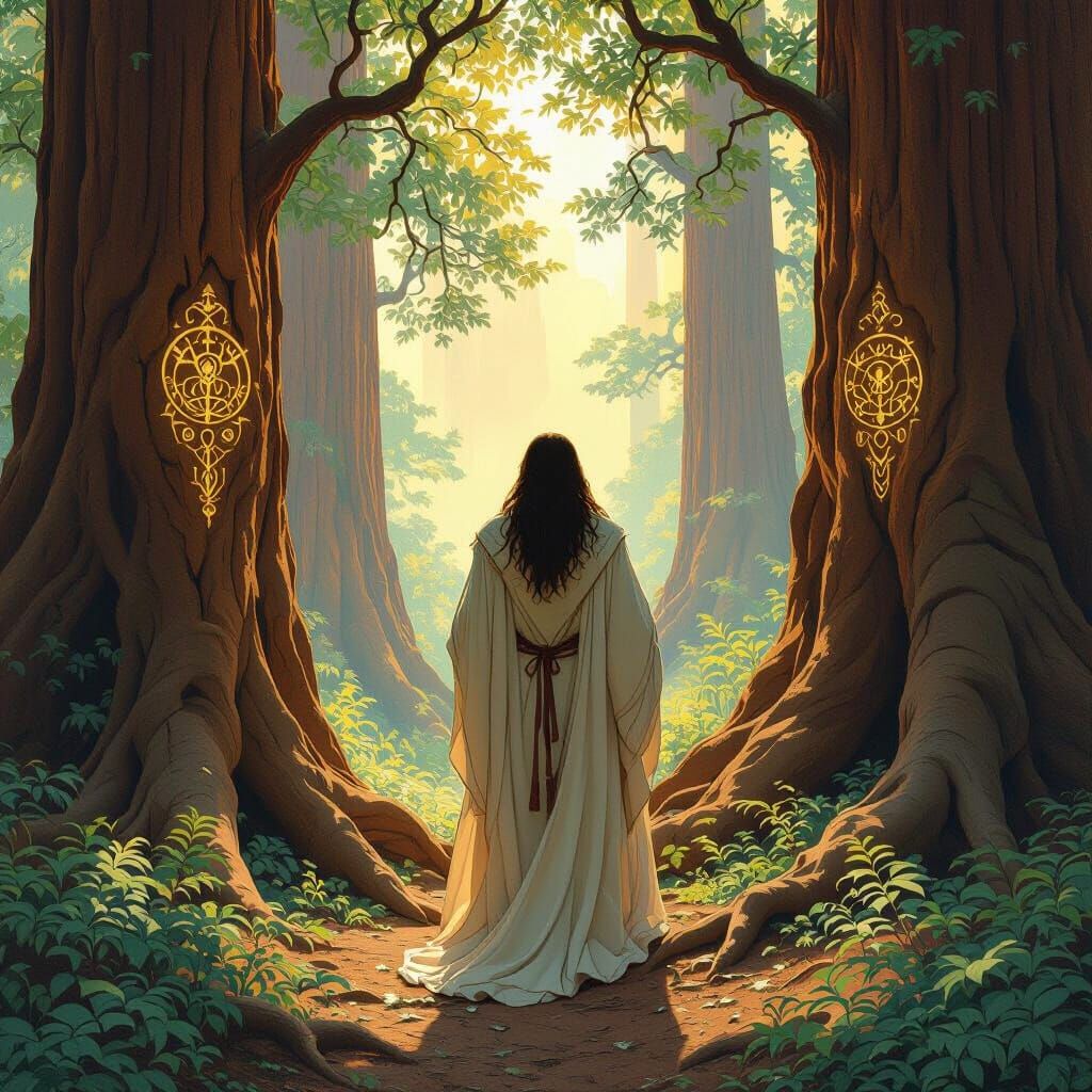 Druid in Sequoia Grove: Art Nouveau Mysticism