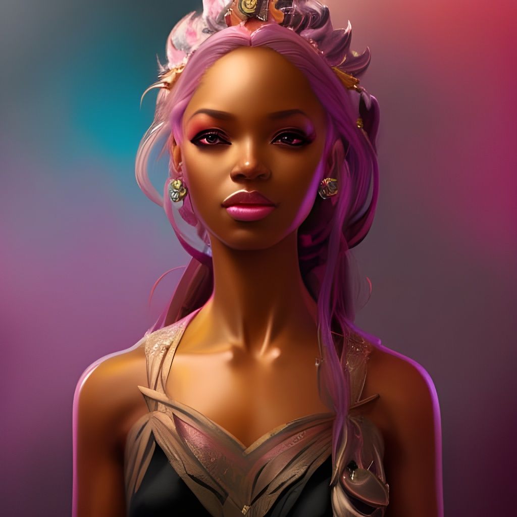 Black Barbie Mage Portrait in Hyperdetailed Style