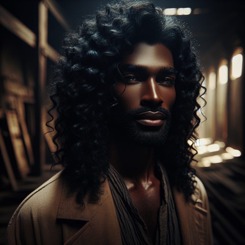 Cinematic Portrait of a Black Man with Golden Eyes