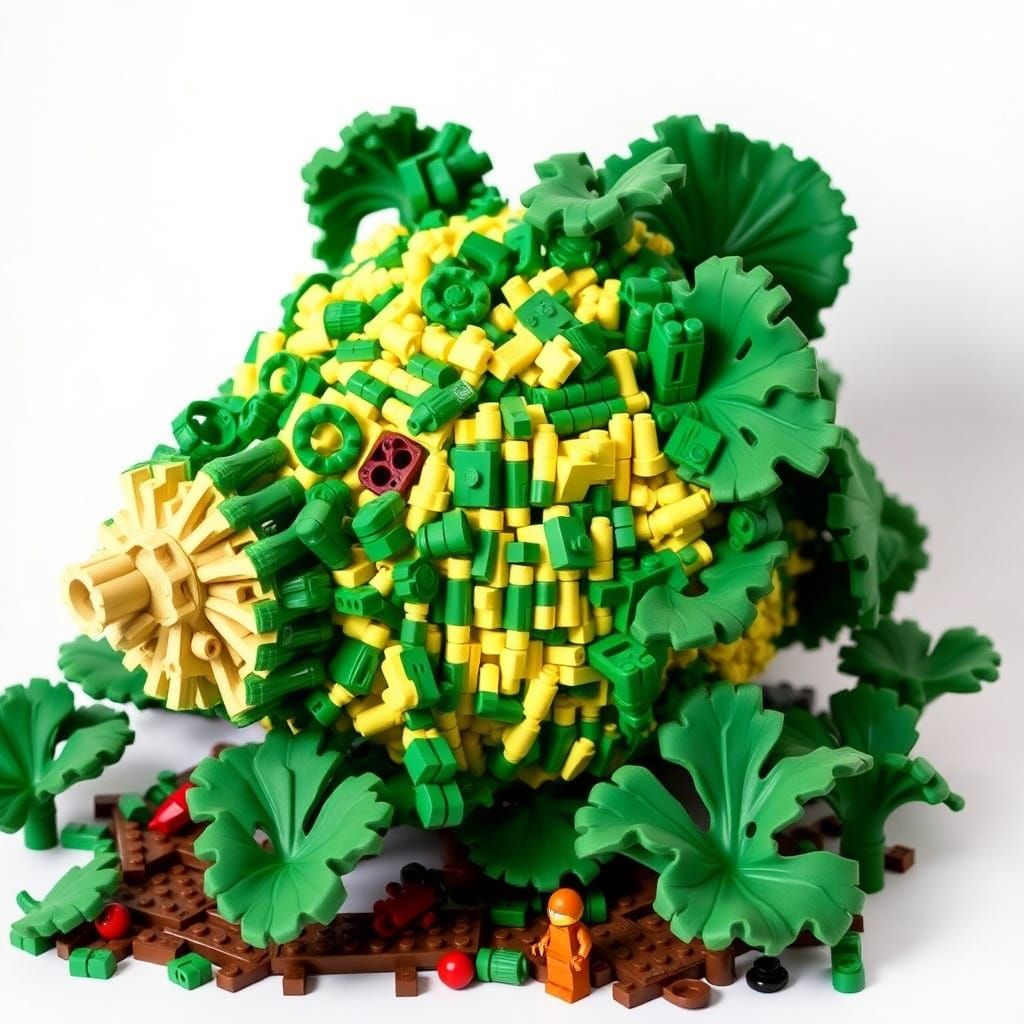 Vibrant Lego Vegetable Sculpture